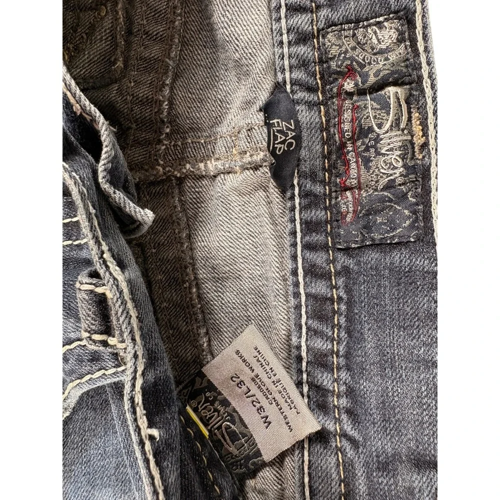 Silver Jeans Co. Suki Flap Mens 32x32 Blue Denim Whiskered Stretch Straight Leg